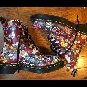 Limited edition red and blue floral Doc Martens